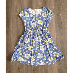Emma & Elsa Girls Blue Daisy Floral Dress Size 12 Stretch Twirl Spring Easter